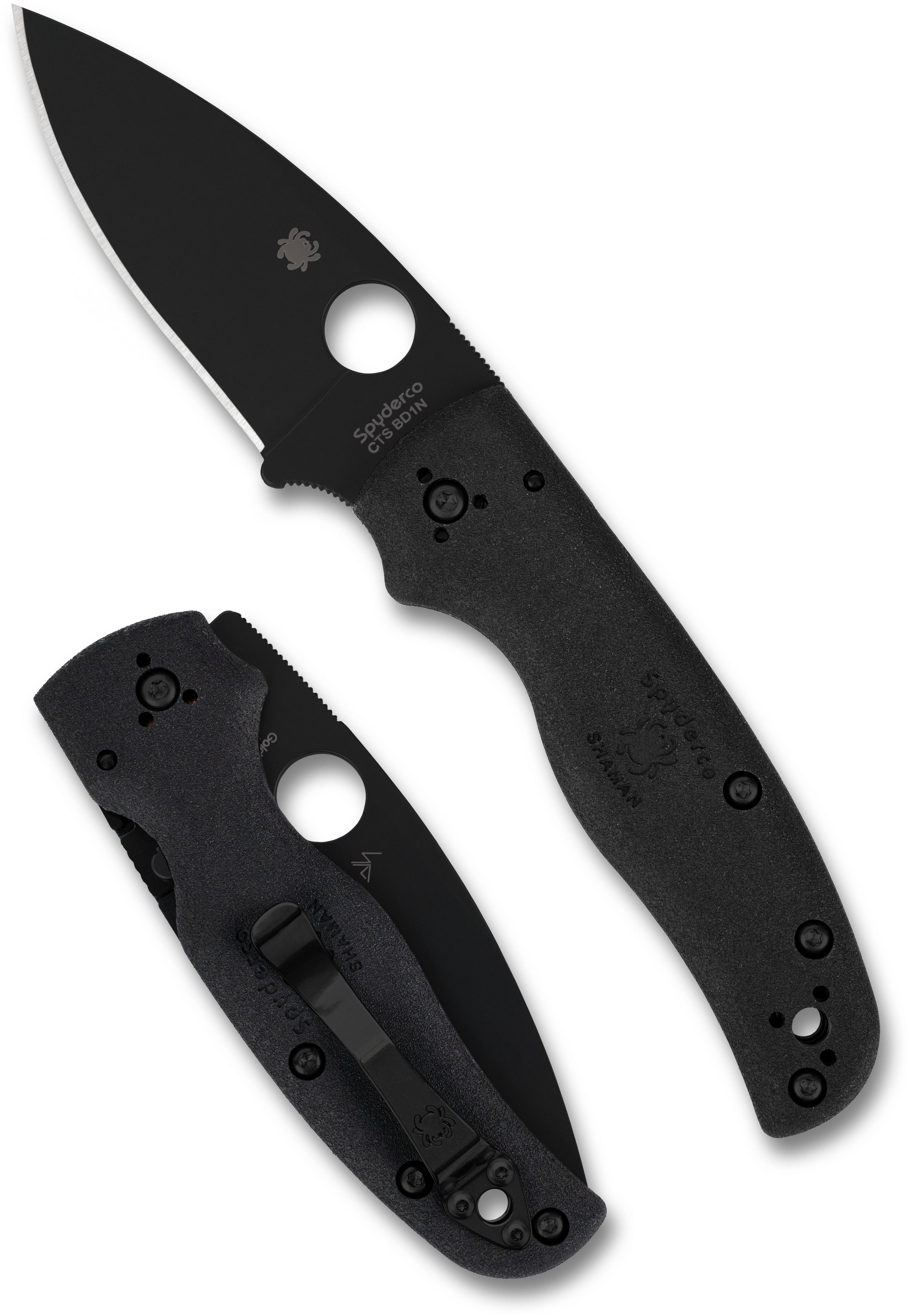 C229PBBK - 2026CN SPYDERCO REVEAL 21, Shaman Black Lightweight Black Blade, Plain Edge, MAP:$ 196.5