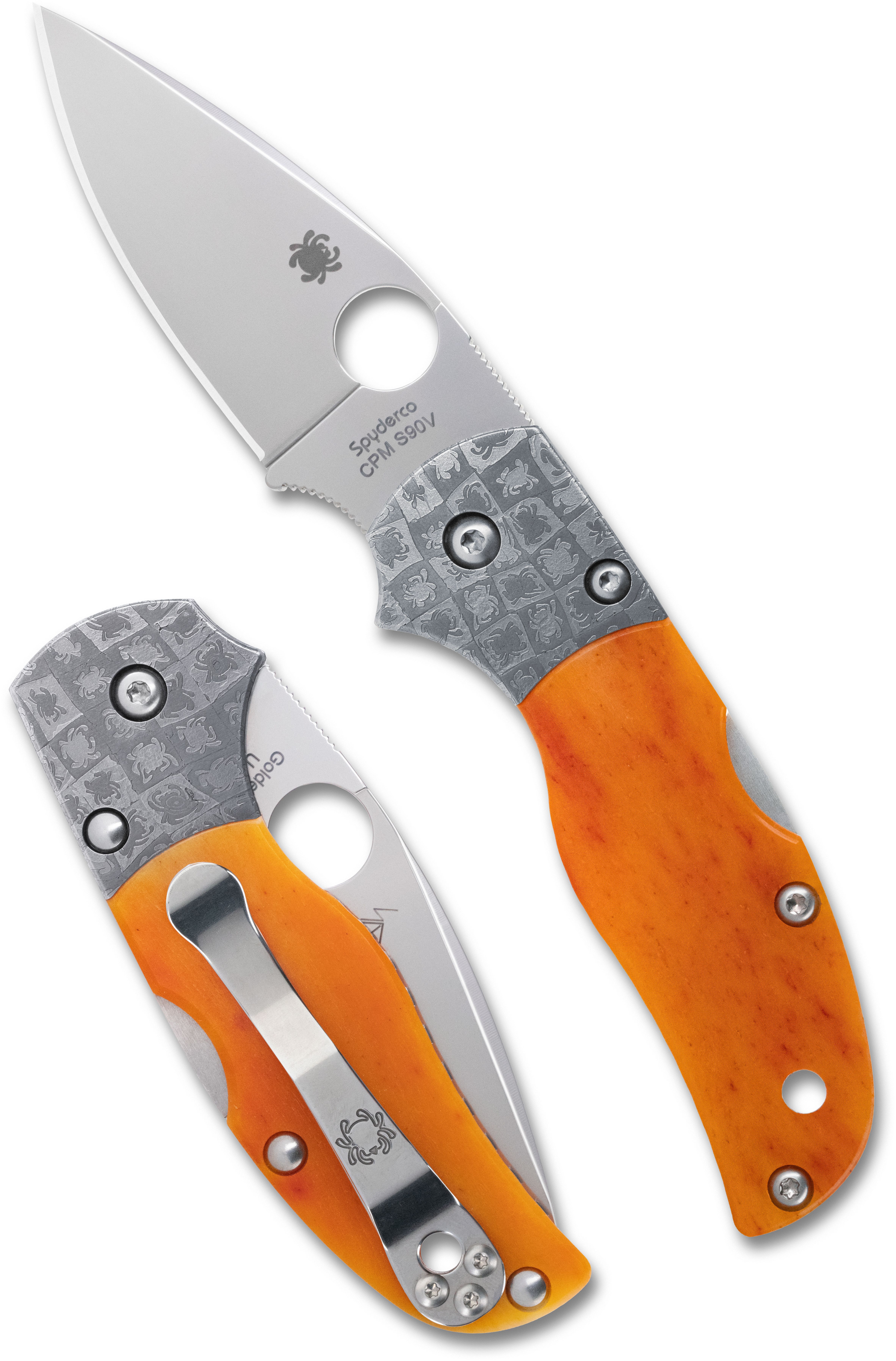 C41BA50TH - 2026CN SPYDERCO REVEAL 21, Native 5 50th Anniversary Amber Bone CPM S90V SPRINT RUN, Plain Edge, MAP:$ 900