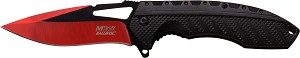 MT-A930RD - MASTER Mtech USA 4.75" 2.8MM FLDR, RD & BLK BLD, SOLID BLK ALUM HNDL W/CLIP