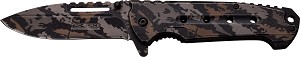TF-921CD - MASTER Tac Force Spring Assisted Knife, 3.75? 3mm thick blade, stainless steel., Laser digital camo coated blade., 4.75? closed., Stainless steel and laser digital camo coated handle with lanyard hole., Includes pocket clip.