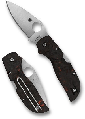 C152CFRDP - 2025N SPYDERCO Reveal 18, Chaparral Red Fatcarbon Carbon Fiber, MAP:$ 318.75